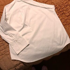 White Asymmetrical Long Sleeve Shirt